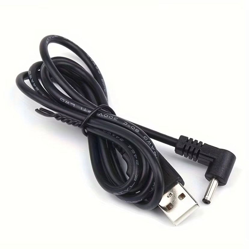 Barrel Jack Power Cable (Elbow) - 3.5mm x 1.35mm charger (Black) 1m