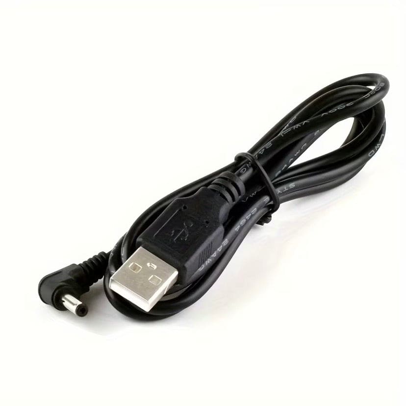 Barrel Jack Power Cable (Elbow) - 3.5mm x 1.35mm charger (Black) 1m
