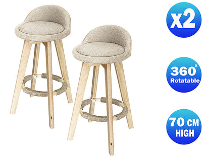 Bar Stools Chair 360 Degree Swivel Beige