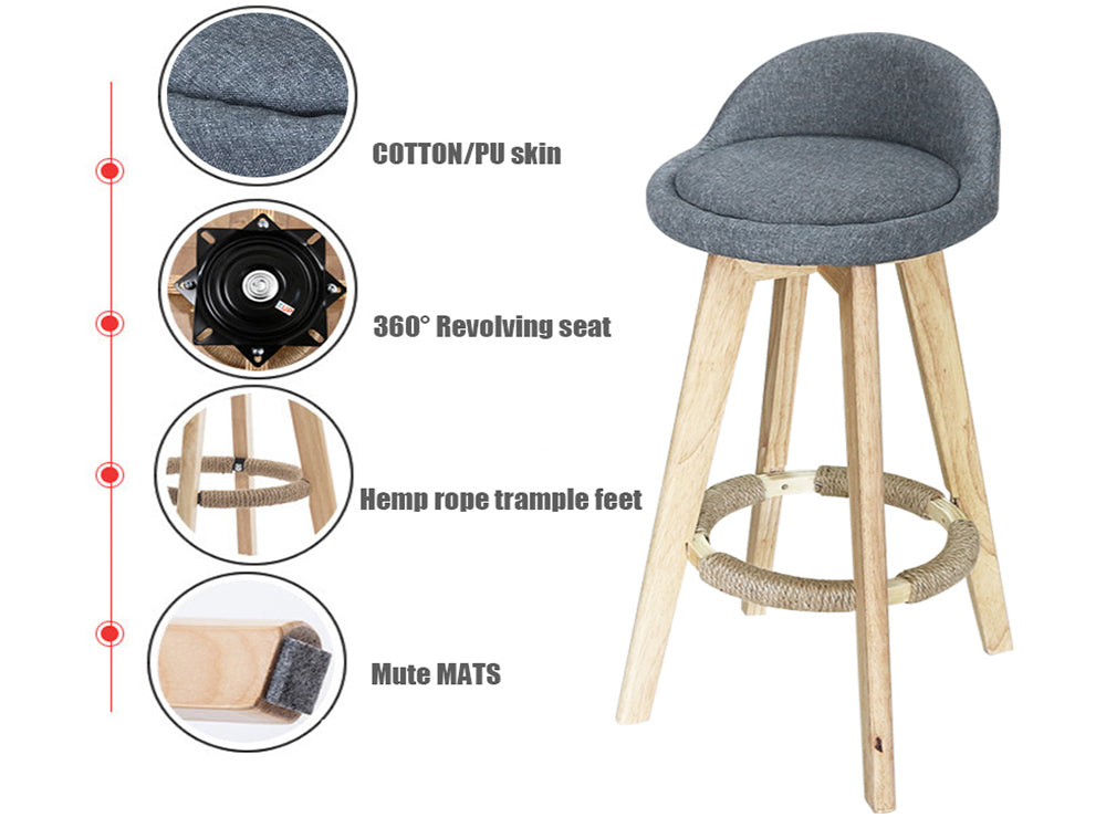Bar Stools Chair 360 Degree Swivel gray