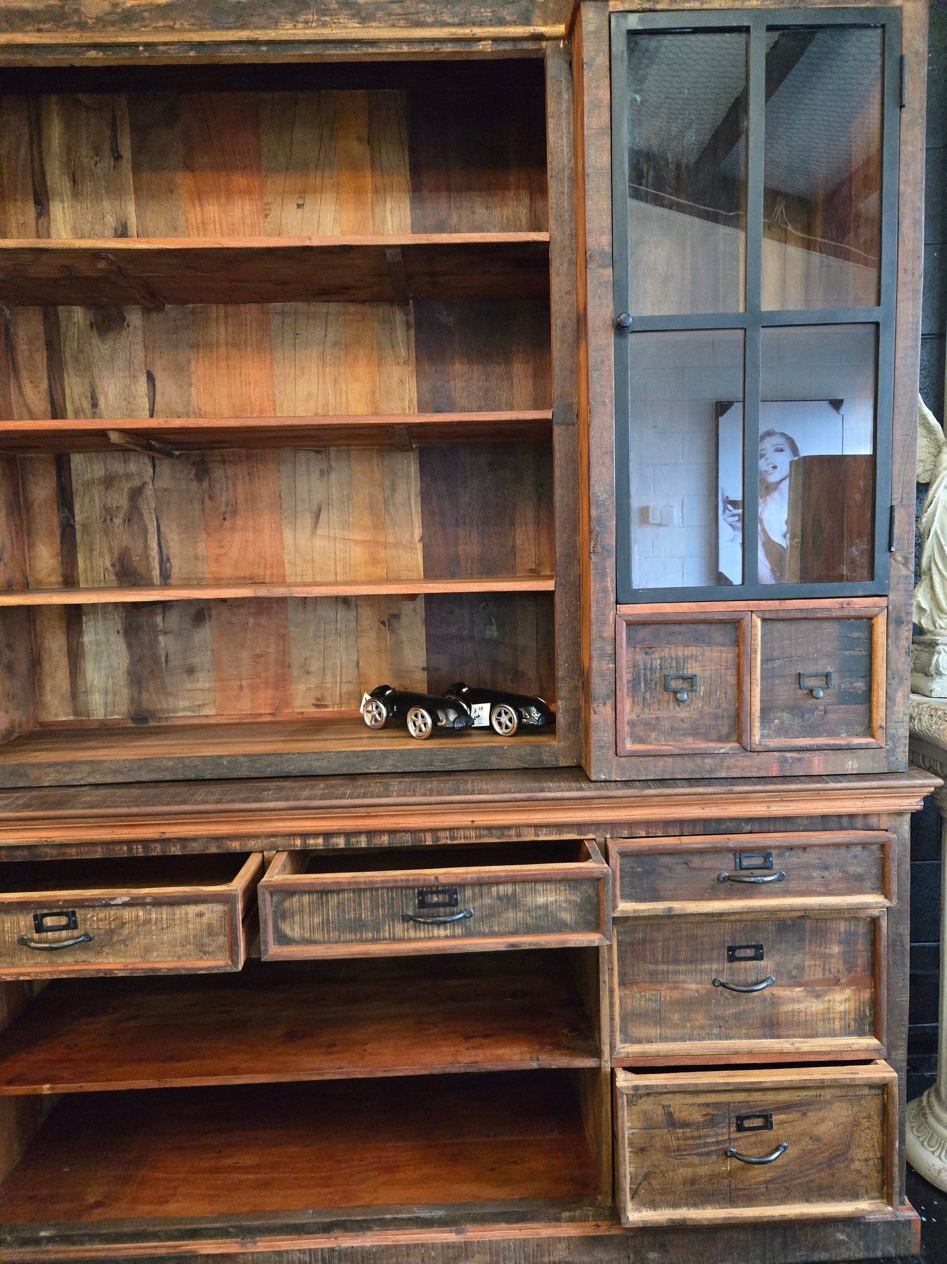 Reclaimed Wooden Display Cabinet | Large Bookshelf at online8 furniture store Auckland