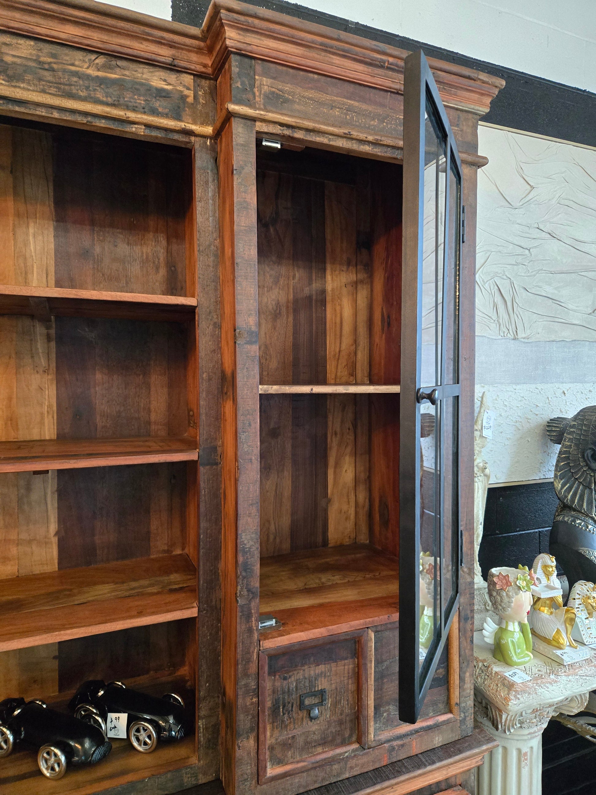 Reclaimed Wooden Display Cabinet | Large Bookshelf at online8 furniture store Auckland