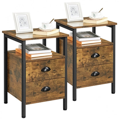 1 Pair Side Table with 2 Drawers