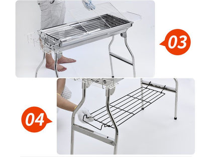 Foldable Stainless Steel BBQ Stove Grill Combo 3
