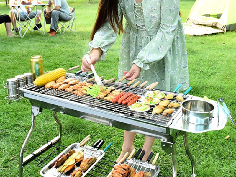 Foldable Stainless Steel BBQ Stove Grill Combo 1