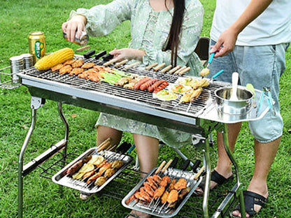Foldable Stainless Steel BBQ Stove Grill Combo 2
