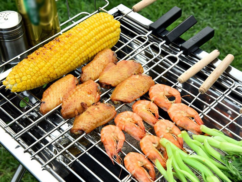 Foldable Stainless Steel BBQ Stove Grill Combo 1