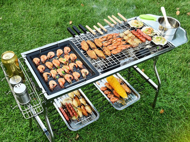 Foldable Stainless Steel BBQ Stove Grill Combo 1