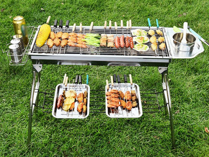 Foldable Stainless Steel BBQ Stove Grill Combo 3