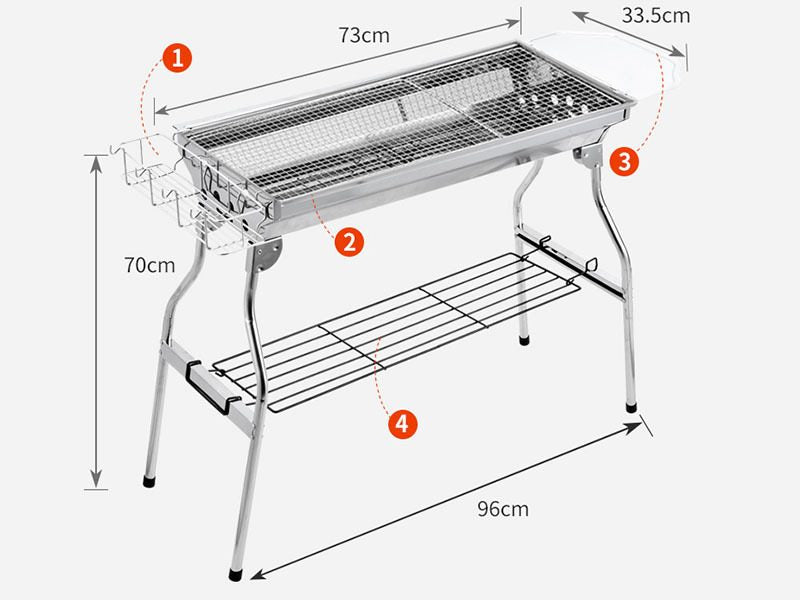 Foldable Stainless Steel BBQ Stove Grill Combo 2