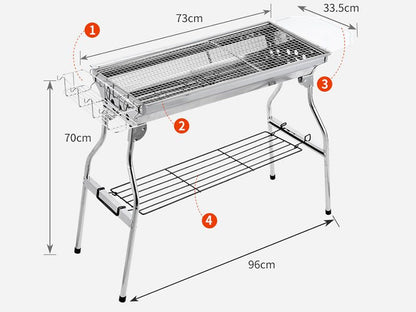 Foldable Stainless Steel BBQ Stove Grill Combo 2
