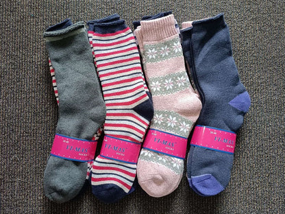 60 Pairs Women's Thick Thermal Crew Socks, Size 6-10