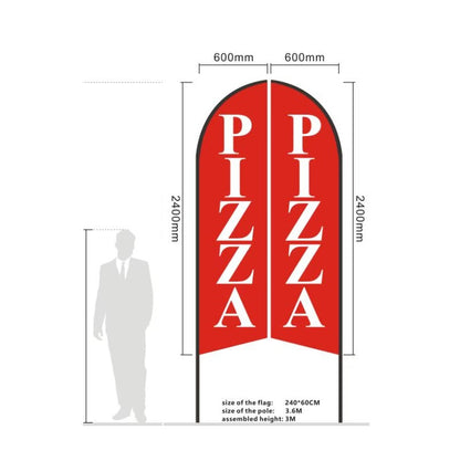 Pizza - Pre-print Double Sided Feather Banner Flag Business Commersial 3.4M  Flag Only