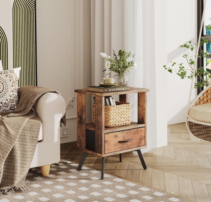 Bedside Table End Table for Bedroom Living Room Office