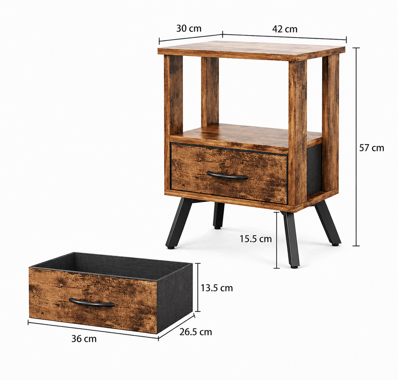 Bedside Table End Table for Bedroom Living Room Office