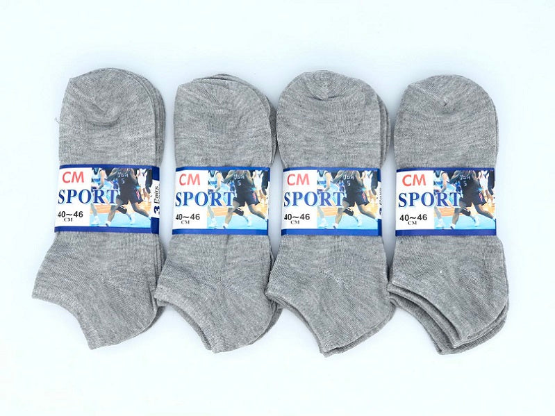 (60 Pairs) Thin Ankle Socks - GREY - M7-11/ W8-12