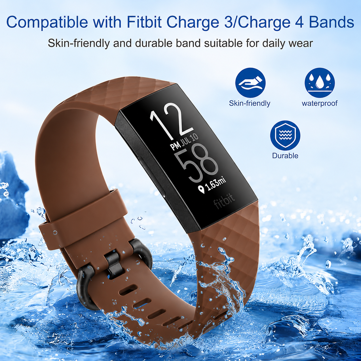 Fitbit Charge 3 / 4 Strap Fitbit Belt Brown Small