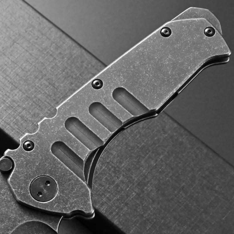 Stonewashed Steel Folding Blade Pocket Knife for Fishing, Camping