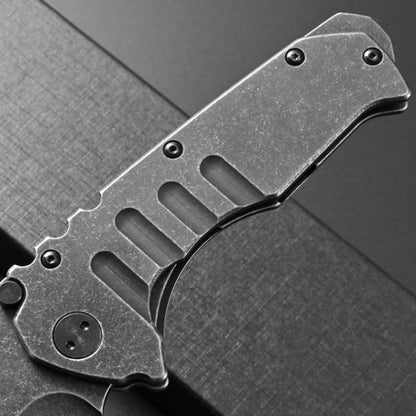 Stonewashed Steel Folding Blade Pocket Knife for Fishing, Camping
