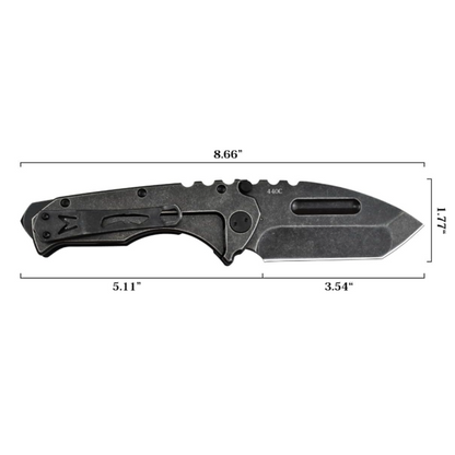 Stonewashed Steel Folding Blade Pocket Knife for Fishing, Camping