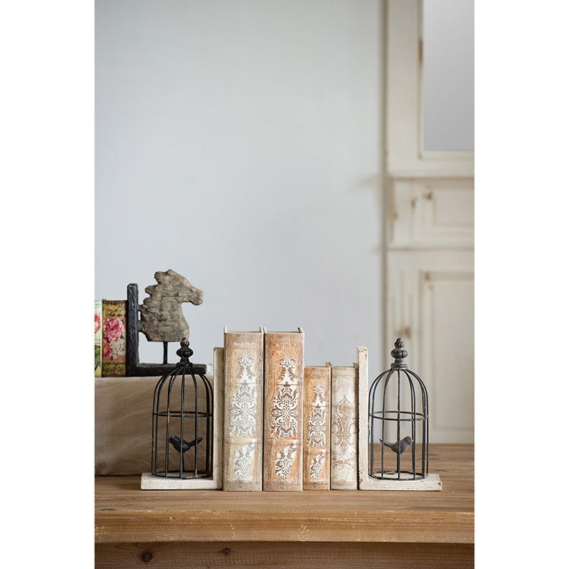 Bird in Cage Bookends - Pair at online8 furniture store Auckland
