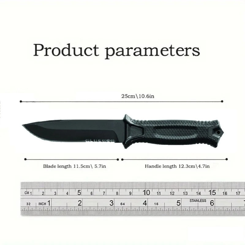 Fixed Blade Knife with Steel & ABS Sheath for Camping and Hunting