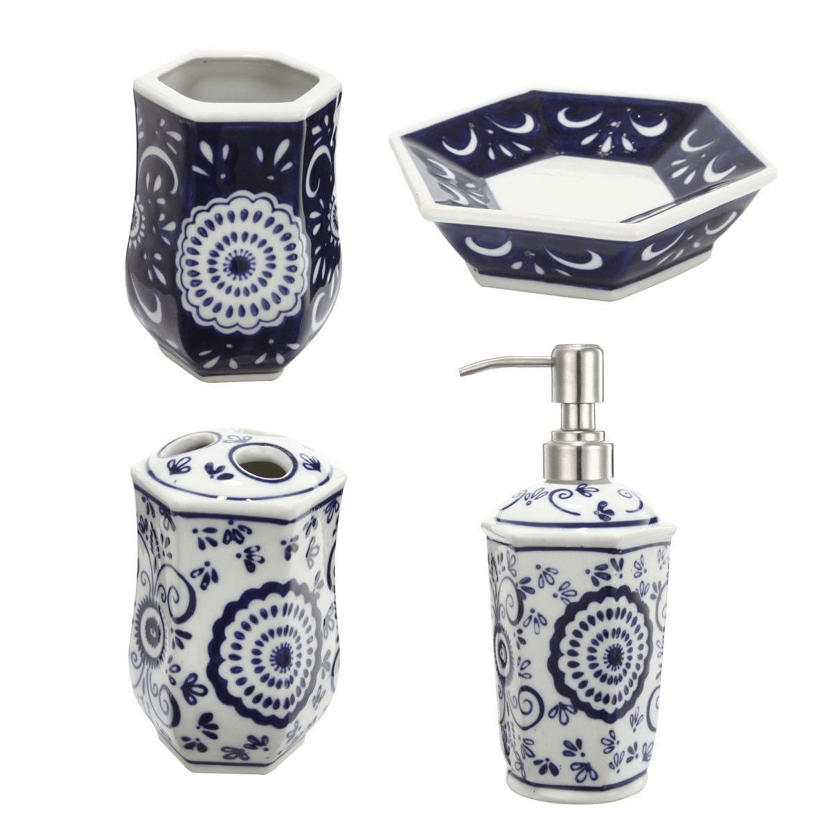 Blue Bathroom Accessory Set at online8 furniture store Auckland