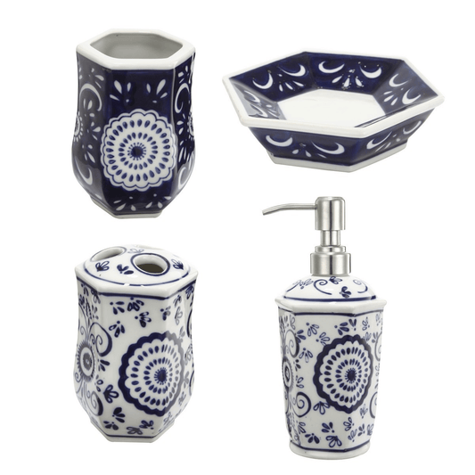 Blue Bathroom Accessory Set at online8 furniture store Auckland