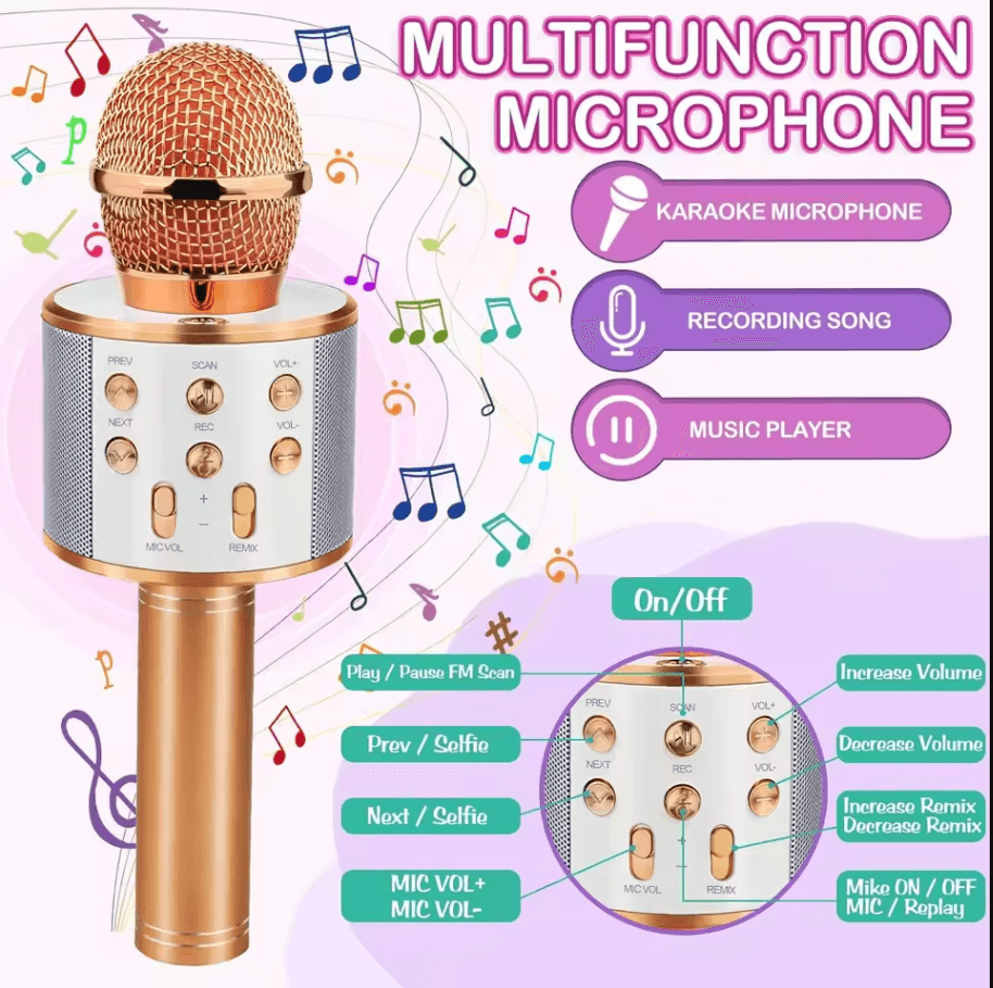 Wireless Bluetooth Karaoke Microphone– 5-in-1 Portable Mic