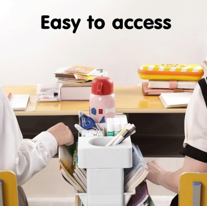 Movable Bookshelf Cart, 5-Tier Plastic Rolling Utility Cart