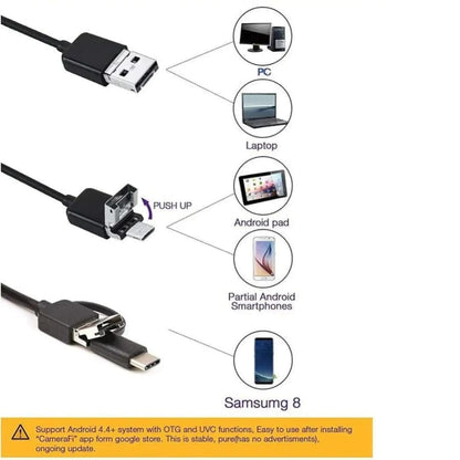 Borescope / Endoscope Camera - Android (Type C, Micro USB & Computer USB Ports)