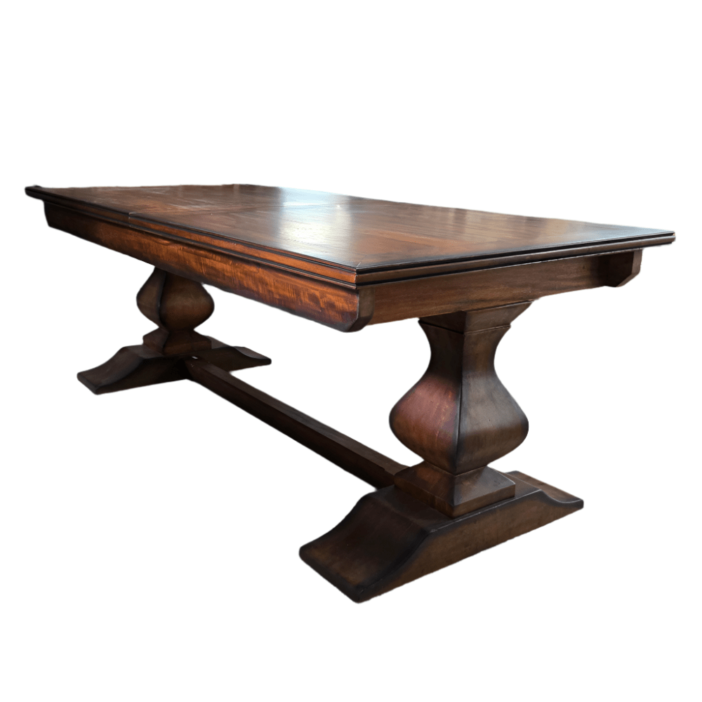Bosquet Pedestal Double Extension Dining Table at online8 furniture store Auckland