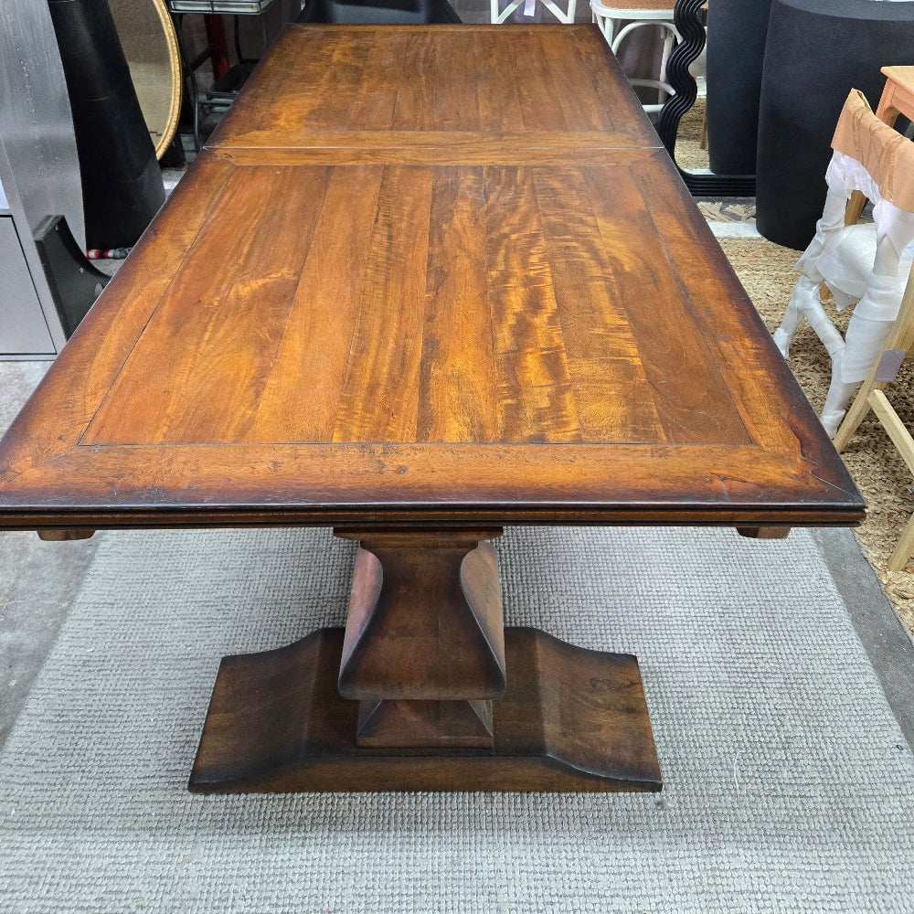 Bosquet Pedestal Double Extension Dining Table at online8 furniture store Auckland