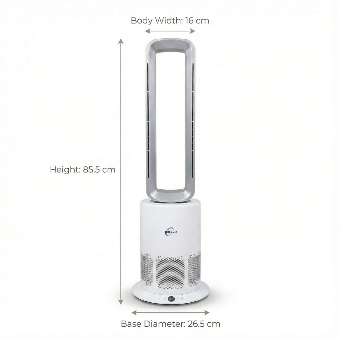 3 in 1 Hot & Cool Bladeless Fan Heater with Air Purifier | PureAir | Silver/White