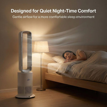 3 in 1 Hot & Cool Bladeless Fan Heater with Air Purifier | PureAir | Silver/White
