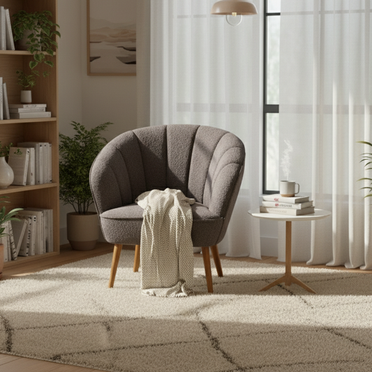 Gemma Boucle Casual Armchair - Coffee