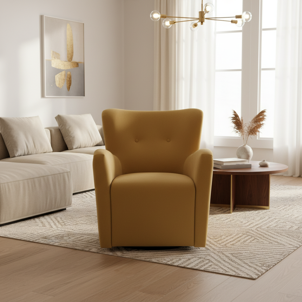 Cairo Swivel Armchair - Gold Velvet