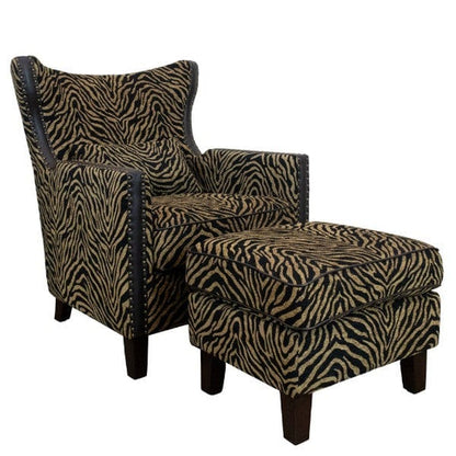 BroDeals Arm Chairs, Recliners & Sleeper Chairs Occasional Arm Chair with Ottoman - Zebra Print