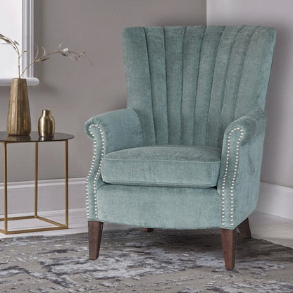 BroDeals Arm Chairs, Recliners & Sleeper Chairs Wingback Armchair - Teal Blue