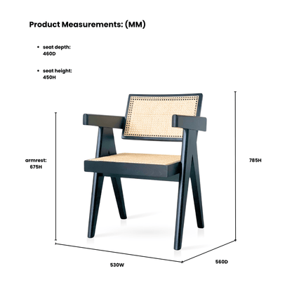 BroDeals Dining Chair Liverpool Rattan Armchair | Dining Chair - Black