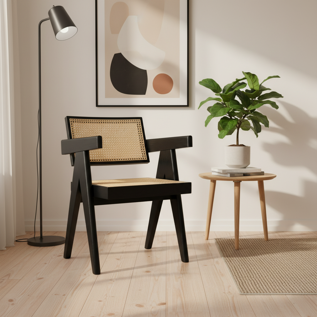 Liverpool Rattan Armchair | Dining Chair - Black