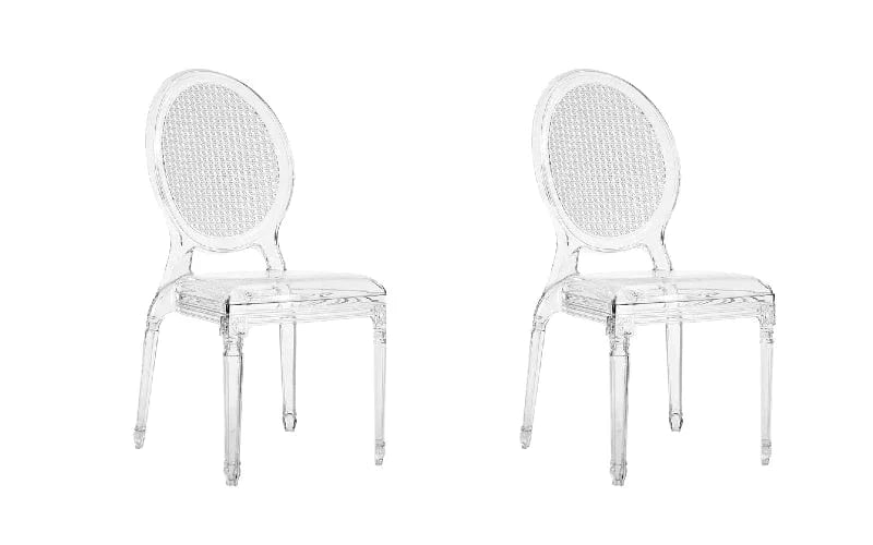 BroDeals Kitchen & Dining Room Chairs 2 Chairs Clear Balloon Back Dining Chair Indoor/Outdoor