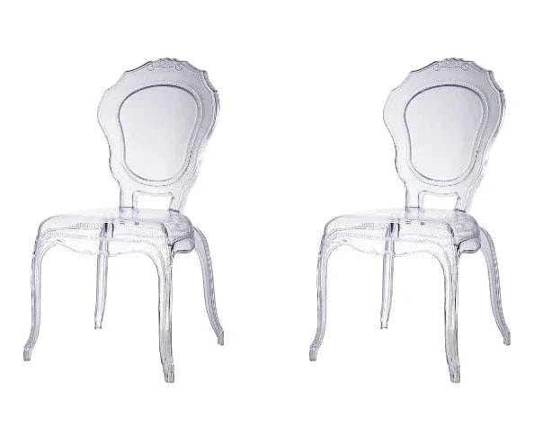 BroDeals Kitchen & Dining Room Chairs 2 Chairs Clear Louis Dining Chair Indoor/Outdoor