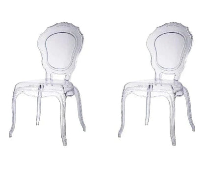 BroDeals Kitchen & Dining Room Chairs 2 Chairs Clear Louis Dining Chair Indoor/Outdoor