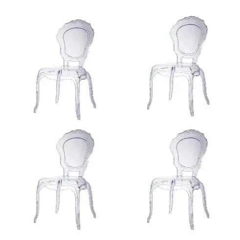 BroDeals Kitchen & Dining Room Chairs 4 Chairs Clear Louis Dining Chair Indoor/Outdoor