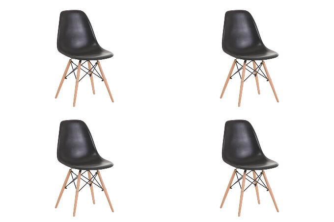 BroDeals Kitchen & Dining Room Chairs Echo Chair Set of 4- Black