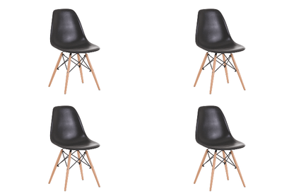 BroDeals Kitchen & Dining Room Chairs Echo Chair Set of 4- Black