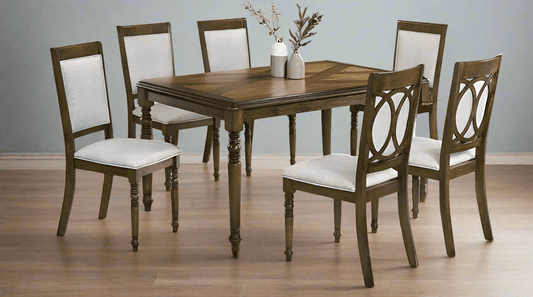 Brookwood Dining Suite 6 Seater - Rustic Brown at online8 furniture store Auckland