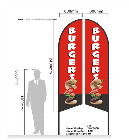 REALFRUIT ICECREAM Pre-print Double Sided Feather Flag Business Commersial