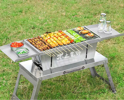 Portable Folding Stainless Steel Charcoal BBQ Grill for Camping, Beach & Backyard BZH2051